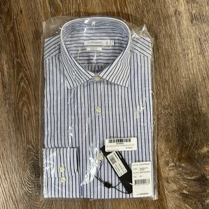 J.Lindeberg Daniele Stripe Royal Blue Slim Fit Dress Shirt Men 38 / 15 NWT